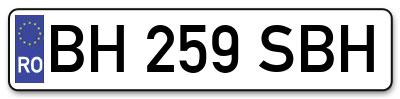 Placuta inmatriculare numar auto  BH-259-SBH, BH 259 SBH, BH259SBH