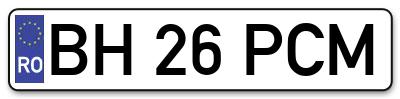 Placuta inmatriculare numar auto  BH-26-PCM, BH 26 PCM, BH26PCM