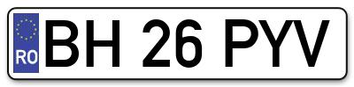 Placuta inmatriculare numar auto  BH-26-PYV, BH 26 PYV, BH26PYV