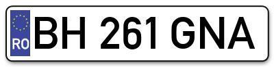 Placuta inmatriculare numar auto  BH-261-GNA, BH 261 GNA, BH261GNA