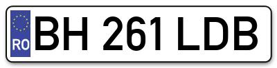 Placuta inmatriculare numar auto  BH-261-LDB, BH 261 LDB, BH261LDB