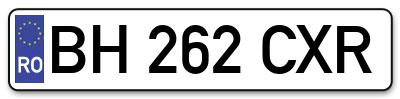 Placuta inmatriculare numar auto  BH-262-CXR, BH 262 CXR, BH262CXR