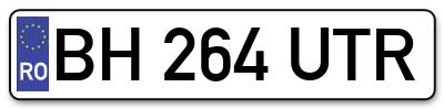 Placuta inmatriculare numar auto  BH-264-UTR, BH 264 UTR, BH264UTR