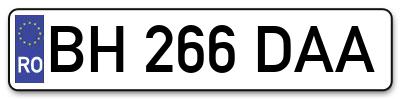 Placuta inmatriculare numar auto  BH-266-DAA, BH 266 DAA, BH266DAA