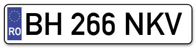 Placuta inmatriculare numar auto  BH-266-NKV, BH 266 NKV, BH266NKV