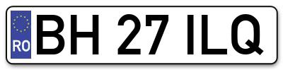 Placuta inmatriculare numar auto  BH-27-ILQ, BH 27 ILQ, BH27ILQ
