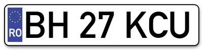 Placuta inmatriculare numar auto  BH-27-KCU, BH 27 KCU, BH27KCU