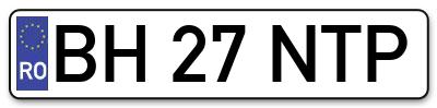 Placuta inmatriculare numar auto  BH-27-NTP, BH 27 NTP, BH27NTP