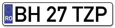 Placuta inmatriculare numar auto  BH-27-TZP, BH 27 TZP, BH27TZP