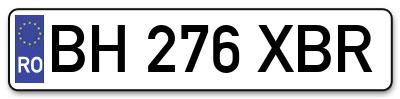 Placuta inmatriculare numar auto  BH-276-XBR, BH 276 XBR, BH276XBR