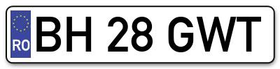 Placuta inmatriculare numar auto  BH-28-GWT, BH 28 GWT, BH28GWT