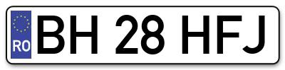 Placuta inmatriculare numar auto  BH-28-HFJ, BH 28 HFJ, BH28HFJ