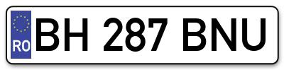 Placuta inmatriculare numar auto  BH-287-BNU, BH 287 BNU, BH287BNU