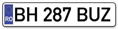 Placuta inmatriculare numar auto  BH-287-BUZ, BH 287 BUZ, BH287BUZ