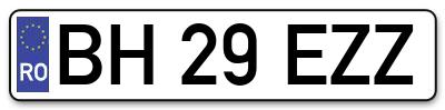 Placuta inmatriculare numar auto  BH-29-EZZ, BH 29 EZZ, BH29EZZ
