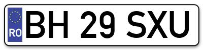 Placuta inmatriculare numar auto  BH-29-SXU, BH 29 SXU, BH29SXU