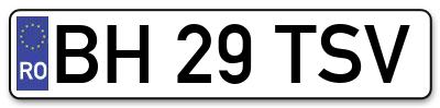 Placuta inmatriculare numar auto  BH-29-TSV, BH 29 TSV, BH29TSV