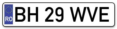 Placuta inmatriculare numar auto  BH-29-WVE, BH 29 WVE, BH29WVE