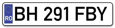 Placuta inmatriculare numar auto  BH-291-FBY, BH 291 FBY, BH291FBY