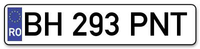 Placuta inmatriculare numar auto  BH-293-PNT, BH 293 PNT, BH293PNT