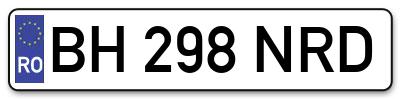 Placuta inmatriculare numar auto  BH-298-NRD, BH 298 NRD, BH298NRD