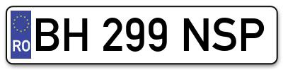 Placuta inmatriculare numar auto  BH-299-NSP, BH 299 NSP, BH299NSP