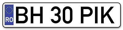Placuta inmatriculare numar auto  BH-30-PIK, BH 30 PIK, BH30PIK