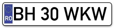Placuta inmatriculare numar auto  BH-30-WKW, BH 30 WKW, BH30WKW