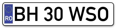 Placuta inmatriculare numar auto  BH-30-WSO, BH 30 WSO, BH30WSO