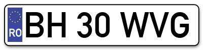 Placuta inmatriculare numar auto  BH-30-WVG, BH 30 WVG, BH30WVG