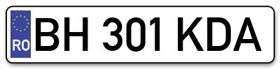 Placuta inmatriculare numar auto  BH-301-KDA, BH 301 KDA, BH301KDA