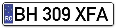 Placuta inmatriculare numar auto  BH-309-XFA, BH 309 XFA, BH309XFA