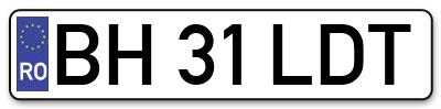 Placuta inmatriculare numar auto  BH-31-LDT, BH 31 LDT, BH31LDT