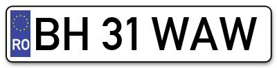 Placuta inmatriculare numar auto  BH-31-WAW, BH 31 WAW, BH31WAW
