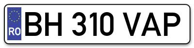 Placuta inmatriculare numar auto  BH-310-VAP, BH 310 VAP, BH310VAP