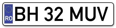 Placuta inmatriculare numar auto  BH-32-MUV, BH 32 MUV, BH32MUV