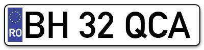 Placuta inmatriculare numar auto  BH-32-QCA, BH 32 QCA, BH32QCA