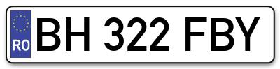Placuta inmatriculare numar auto  BH-322-FBY, BH 322 FBY, BH322FBY