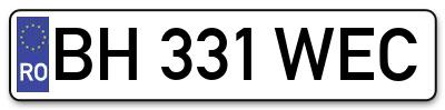 Placuta inmatriculare numar auto  BH-331-WEC, BH 331 WEC, BH331WEC