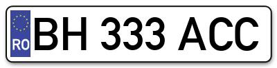 Placuta inmatriculare numar auto  BH-333-ACC, BH 333 ACC, BH333ACC
