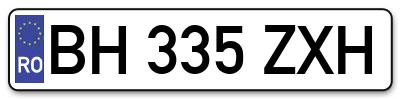 Placuta inmatriculare numar auto  BH-335-ZXH, BH 335 ZXH, BH335ZXH