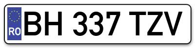 Placuta inmatriculare numar auto  BH-337-TZV, BH 337 TZV, BH337TZV