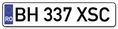 Placuta inmatriculare numar auto  BH-337-XSC, BH 337 XSC, BH337XSC
