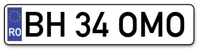 Placuta inmatriculare numar auto  BH-34-OMO, BH 34 OMO, BH34OMO