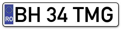 Placuta inmatriculare numar auto  BH-34-TMG, BH 34 TMG, BH34TMG