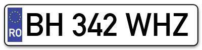 Placuta inmatriculare numar auto  BH-342-WHZ, BH 342 WHZ, BH342WHZ