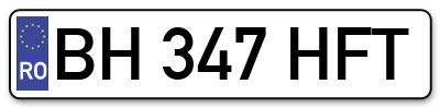 Placuta inmatriculare numar auto  BH-347-HFT, BH 347 HFT, BH347HFT