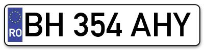 Placuta inmatriculare numar auto  BH-354-AHY, BH 354 AHY, BH354AHY