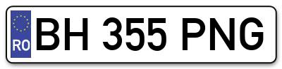 Placuta inmatriculare numar auto  BH-355-PNG, BH 355 PNG, BH355PNG