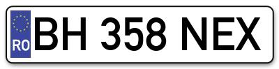 Placuta inmatriculare numar auto  BH-358-NEX, BH 358 NEX, BH358NEX
